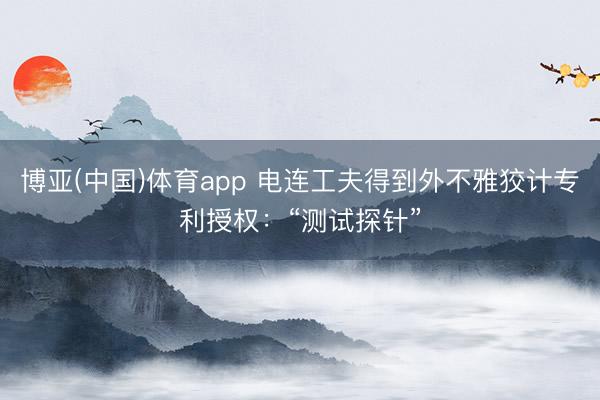 博亚(中国)体育app 电连工夫得到外不雅狡计专利授权：“测试探针”
