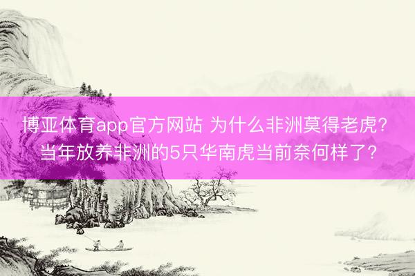博亚体育app官方网站 为什么非洲莫得老虎? 当年放养非洲的5只华南虎当前奈何样了?