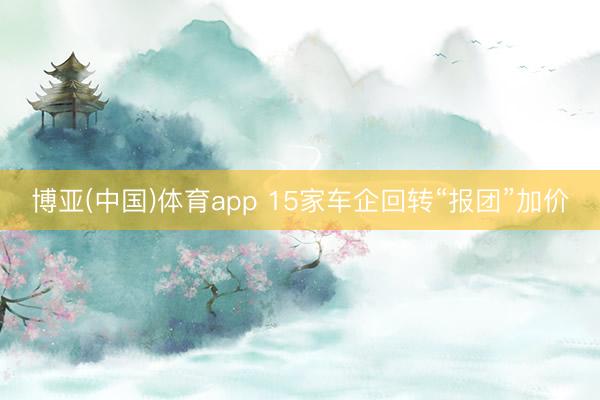 博亚(中国)体育app 15家车企回转“报团”加价