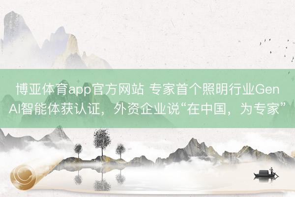 博亚体育app官方网站 专家首个照明行业GenAI智能体获认证,外资企业说“在中国,为专家”