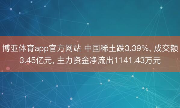 博亚体育app官方网站 中国稀土跌3.39%， 成交额3.45亿元， 主力资金净流出1141.43万元